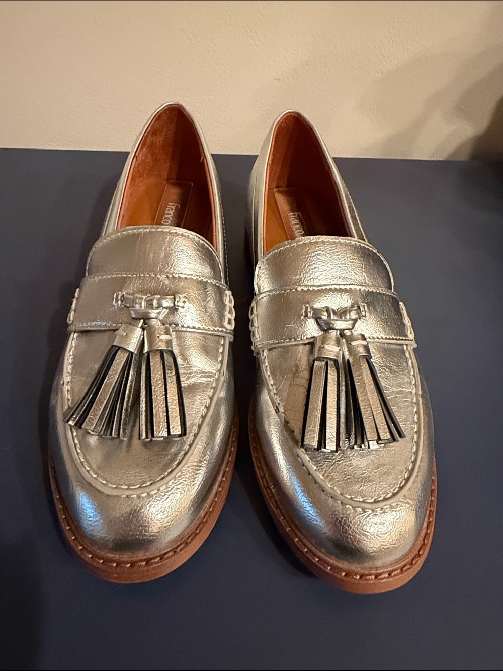 Franco Sarto Metallic Silver Carolyn Loafer Size 6.5 M
